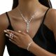  Set Ohrringe Halskette Armband Hochzeit Silber Zirkonia Kristalle