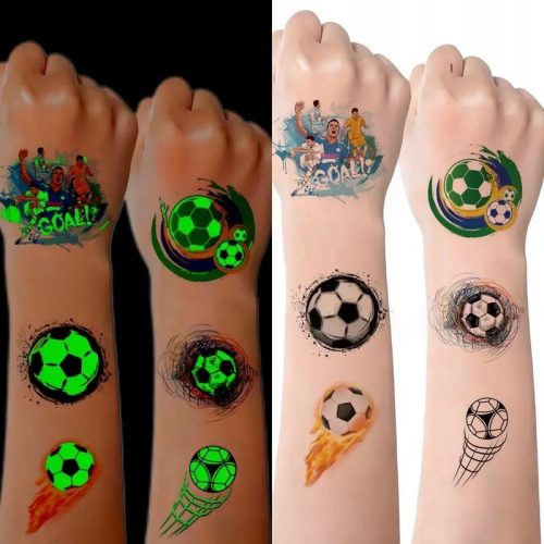  TATTOOS FÜR KINDER, KINDERFAN, LEUCHT IM DUNKEL, FUSSBALL, 10 BLATT