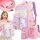 Zauberhafter Schulrucksack für Mädchen Klasse 1-3 in Rosa mit 3D-Hase und Cartoon-Druck