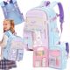 Charmante Schulrucksack für Mädchen Klasse 1-3 in Blau mit 3D-Bunny und Cartoon-Print