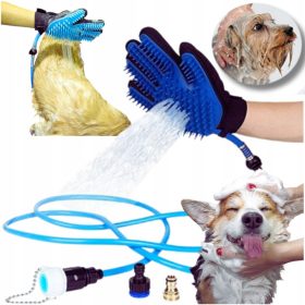    MODERNER HANDSCHUH ZUM WASCHEN, BADEN, KäMMEN, MASSAGE 2in1 TIERHUND + SCHLAUCH