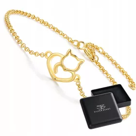  S174 Katzenkätzchen-Herzarmband, vergoldetes 925er Silber