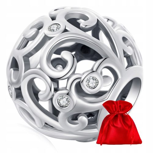  H154 Durchbrochene Perle mit Kristallen, silberne Charm-Perlen, 925er Silber
