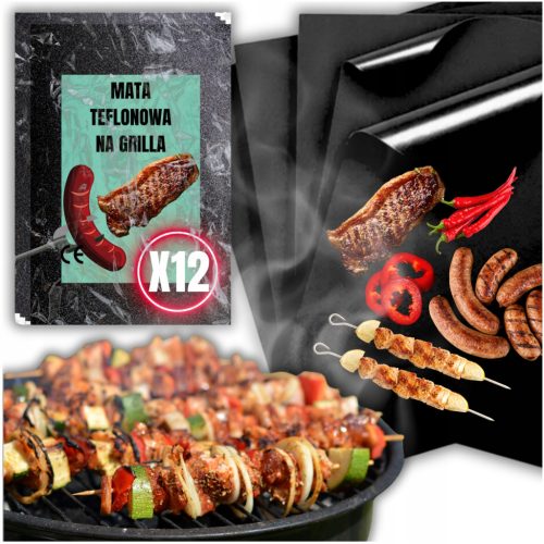  12x Grillmatte zum Backen Teflon Grillschale Grillset