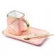  BECHER - TASCHE rosa mit STÄNDER und goldenem LÖFFEL - TEE-SET