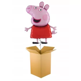   Peppa Pig Ballon gefüllt mit Helium als Geschenk in einer Box
