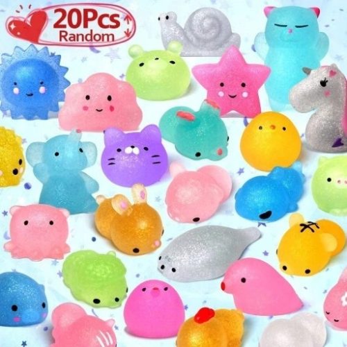 20 Stück Glitzer-Mochi-Squishy-Spielzeug zum Stressabbau
