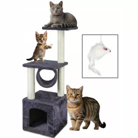    Haus, Kratzbaum, Bett, Tunnel, Kratzbaum mit Mausspielzeug, 4 Ebenen