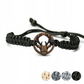  Geometrisches geflochtenes Merbau-Hirscharmband aus Holz