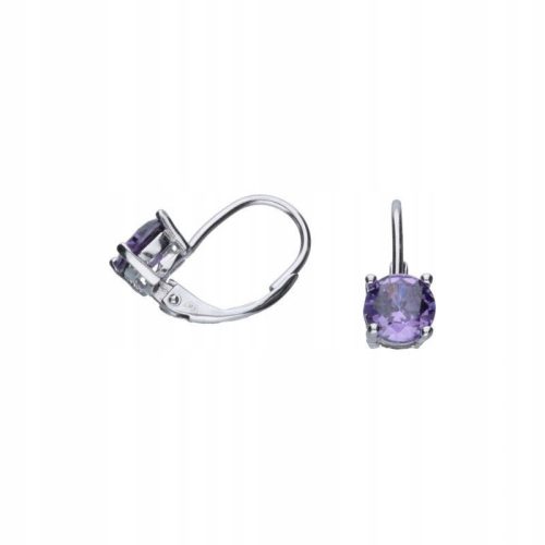  Silberohrringe mit amethystfarbenen Zirkonias, französischer Verschluss