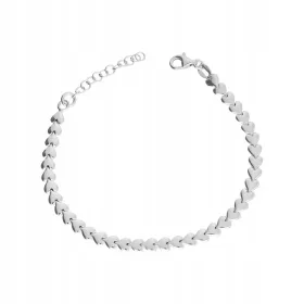  Faltarmband aus Silber mit glatten Herzen, 925