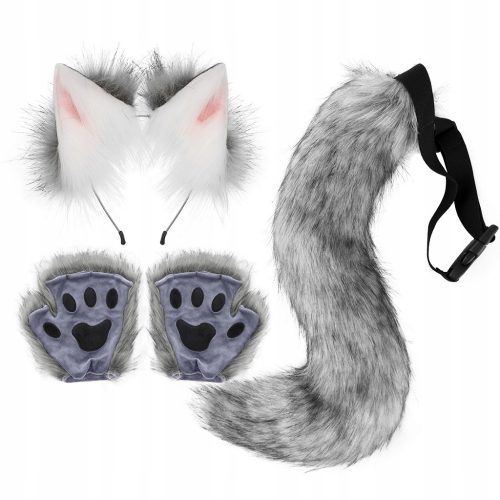  1 Satz Katzenschwanz, Wolfsschwanz und Ohren, Wolfshandschuhe