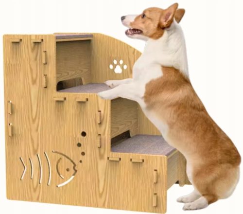  TREPPEN FÜR HUND UND KATZE, 3 STUFEN, STALL, 33 CM, HOLZRAMPE, LANG