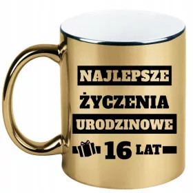   Goldbecher, Geschenk zum sechzehnten Geburtstag, 16 Jahre + Name, 5
