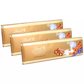   Lindt Schweizer Milchschokolade mit Ganzen Haselnüssen 3 x 300g - Premium Qualität