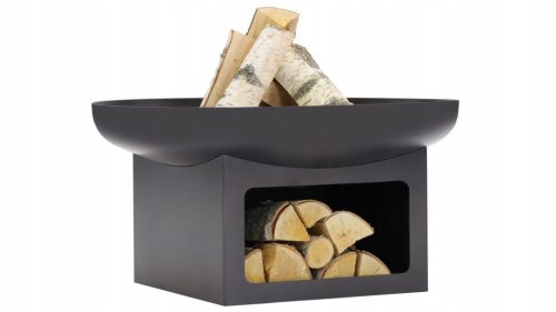  Gartenfeuerstelle 80 cm EINZIGARTIGER Grill mit Holzlager 2 in 1!
