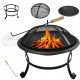  Gartenfeuerstelle mit Abdeckung Firenze 54 cm für Lagerfeuergrill Stahl schwarz