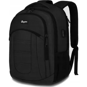   Wasserdichter Schulrucksack mit Laptopfach und USB-Anschluss, Schwarz