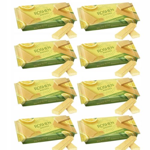 Roshen Lemon Wafer Set 8x216g - Knusprige Waffeln mit Zitronencremefüllung