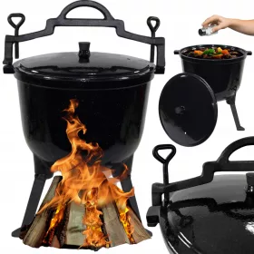  Emaillierter Gusseisenkessel Jagdtopf 8L Marmor Emaille