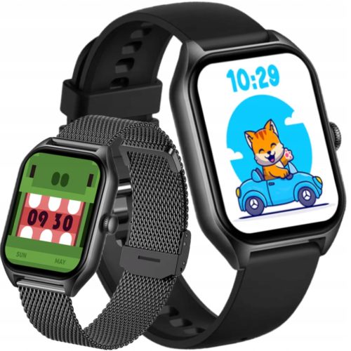  Smartwatch Sportuhr für Jungen Mädchen Schwarz 2 Menübänder PL