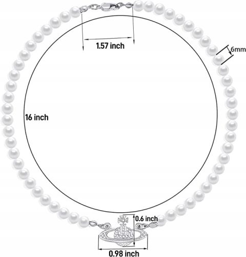  DAMEN-Halsband, PERLENKETTE MIT SATURN-ANHÄNGER