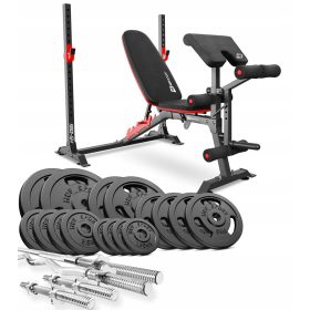    Set von 116 kg mit Multifunktionsbank, Ständern, Gebetbuch, Gusseisenplatten