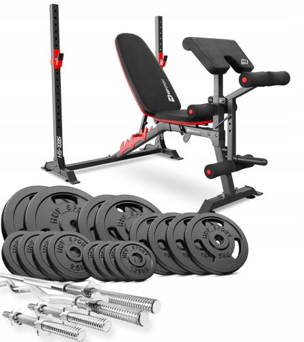  Set von 116 kg mit Multifunktionsbank, Ständern, Gebetbuch, Gusseisenplatten