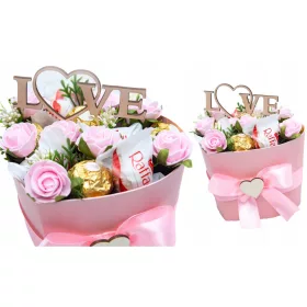    HOCHZEITSGESCHENK FÜR DAS NEUE PAAR, KUCHENSTRAUß, BLUMENKASTEN, SÜSSIGKEITEN