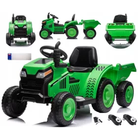    Starker Traktor mit 12V-Batterie und Anhänger für Kinder, 2 MOTOREN, 15000 U/min