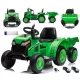  Starker Traktor mit 12V-Batterie und Anhänger für Kinder, 2 MOTOREN, 15000 U/min
