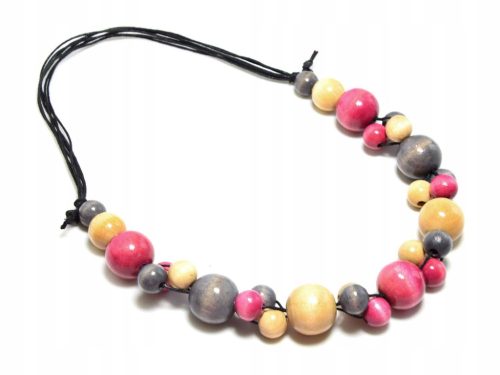  Zarte Holzperlen Halskette mit verstellbarer Länge ROSA Beige GRAU