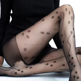    Fenome LEA06 gemusterte Strumpfhose 40den schwarz Nero Größe 3/4