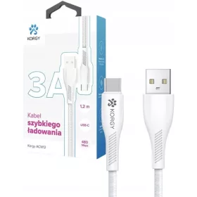  USB-A-auf-USB-C-Kabel Korgy ACW12 1,2 m Weiß
