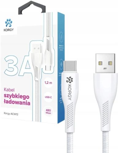  USB-A-auf-USB-C-Kabel Korgy ACW12 1,2 m Weiß