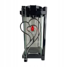    SOLAR Grabkerze, großes schwarzes Schreinherz, schwere Laterne, 30 cm