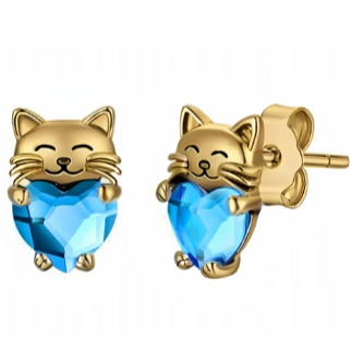  OHRRINGE AUS GOLD FÜR MÄDCHEN, HERZEN, KATZE, OHRSTECKER AUS SILBER 925