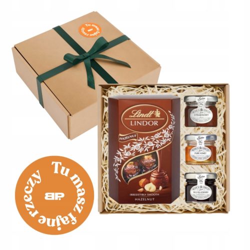  KORB-GESCHENKSET GESCHENK-PRRALIN LINDOR HASELNUSS-HONIG-Marmelade