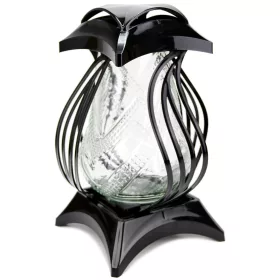  moderne Kerze FLORA schwarz, groß und stabil, Höhe 34 cm