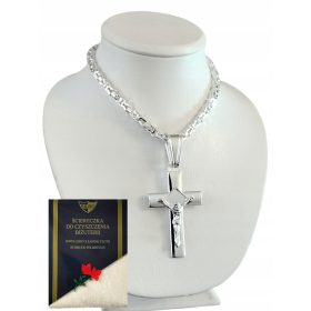  KÖNIGLICHE GEWEBE-SILBERKETTE MIT KREUZ-925