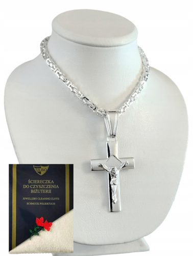  KÖNIGLICHE GEWEBE-SILBERKETTE MIT KREUZ-925