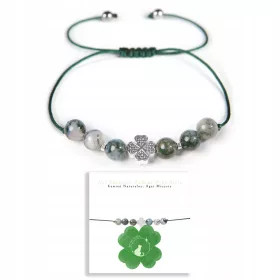    Armband mit Kleeblattmotiv, SYMBOL DES GLÜCKS, Naturstein ACHAT