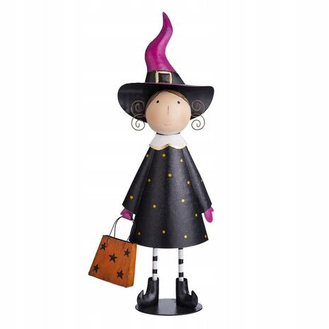  Hexenfigur aus Metall mit Hut, Halloween-Dekoration