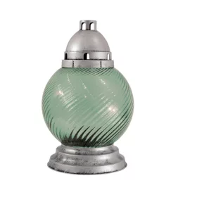  Kerzenkugel, klares Glas, grünes Herz - Gold