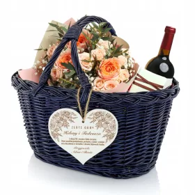    Weidenkorb mit Widmung zum Hochzeitstag, 30., 40., 50. Jahrestag als Geschenk