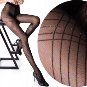    Fenome LuSi44 gemusterte Strumpfhose 40den schwarz Nero, Größe 3/4