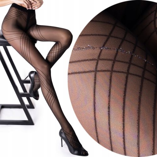  Fenome LuSi44 gemusterte Strumpfhose 40den schwarz Nero, Größe 3/4