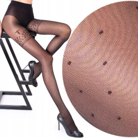    Fenome LuSi46 gemusterte Strumpfhose 40den schwarz Nero, Größe 3/4