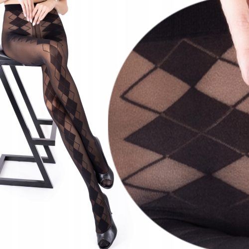  Fenome LuSi57 gemusterte Strumpfhose 40den schwarz Nero Größe 3/4