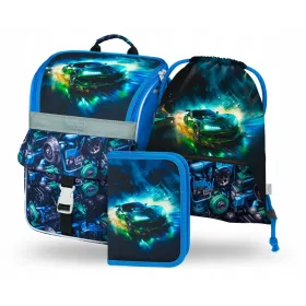  Schulset Zippy Rennauto: Ergonomischer Ranzen, Mäppchen & Schuhtasche